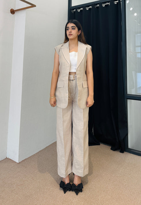 Beige Summer Linen Coord